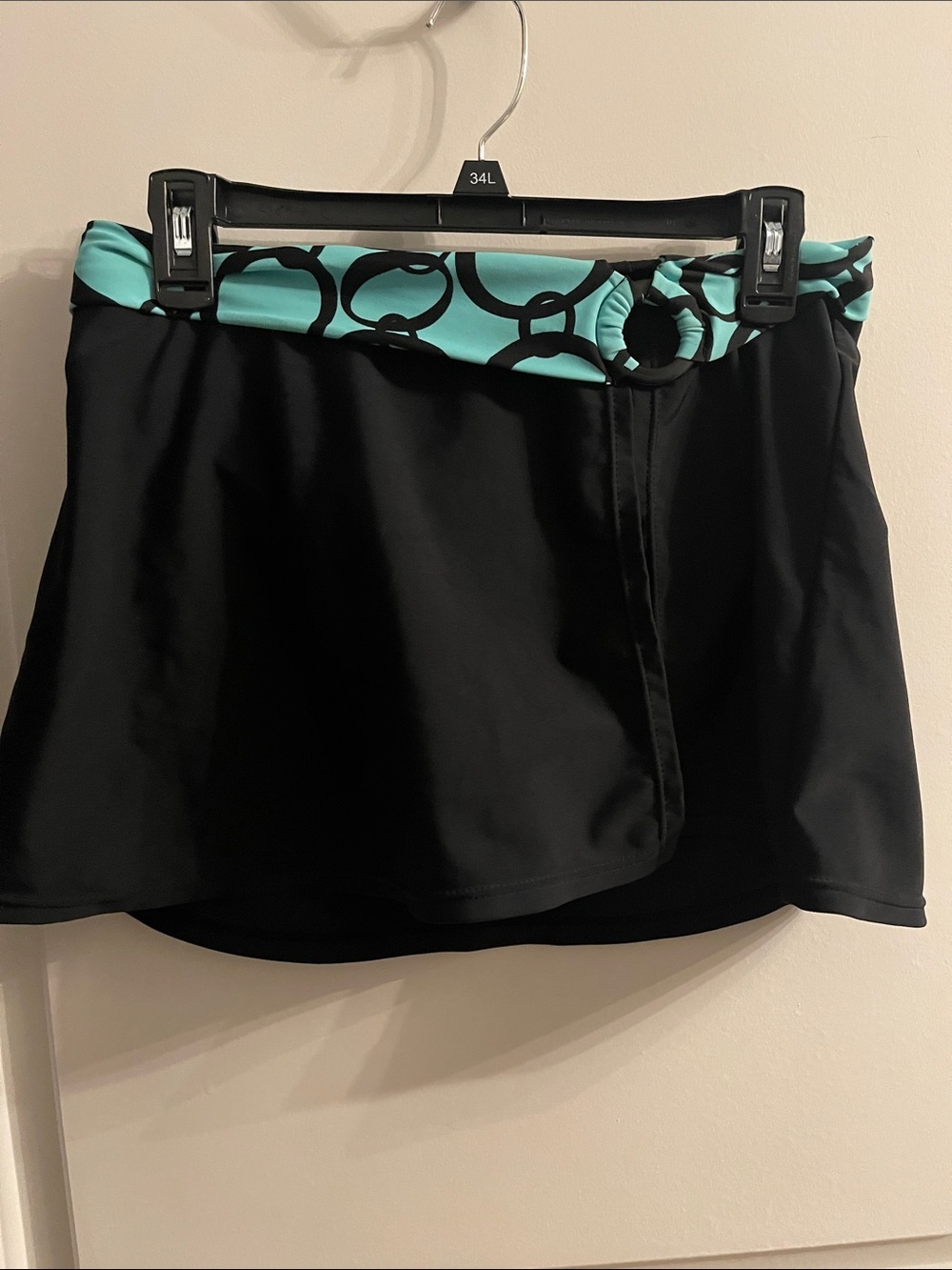 Ocean Dream Black Skirt with Turquoise Patterned Waistband size 12